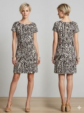 Lilly Pulitzer Short Zebra-Print Shift Dress in Black and White